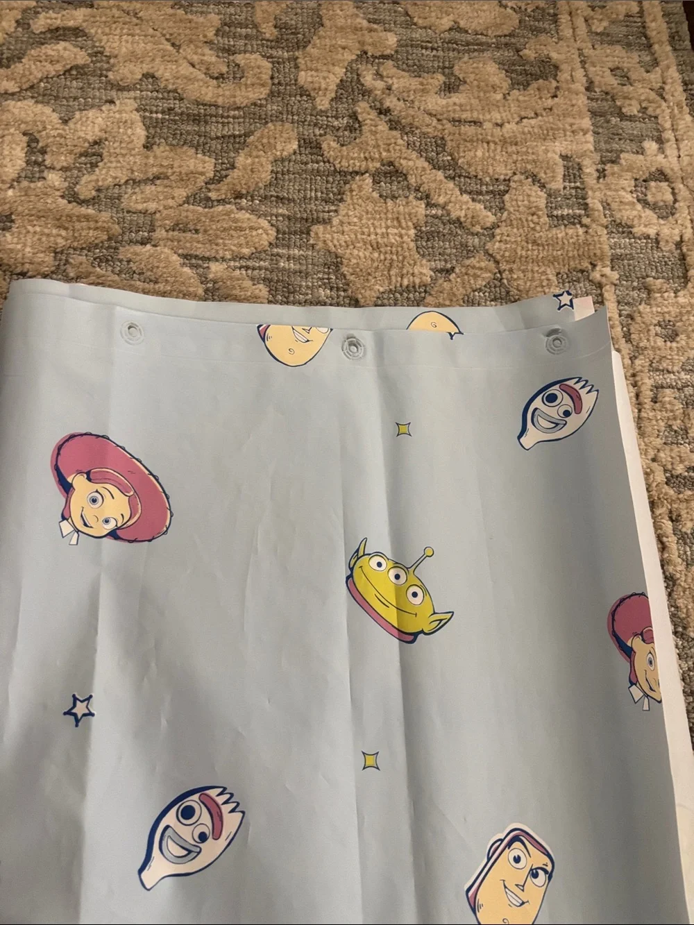 Light Blue Exclusive Plastic Toy Story Character Shower Curtain - Kids Bathroom